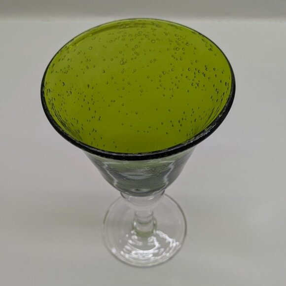 Artland Green Bubble Glass Wine Water Goblet With Clear Sturdy Base - Picture 5 of 11